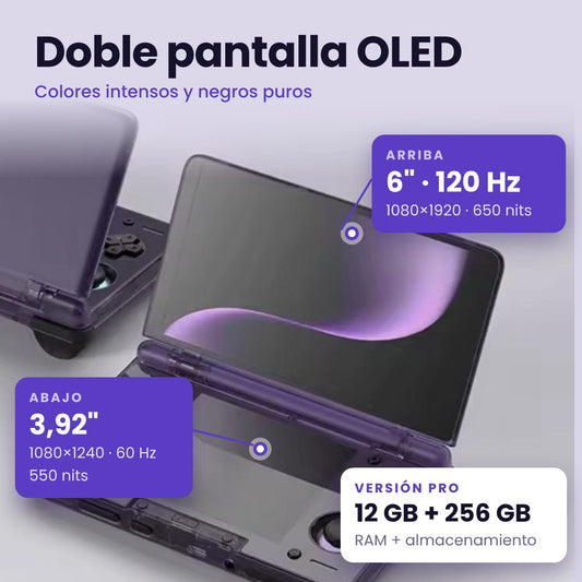 Foldable console with dual OLED screen
